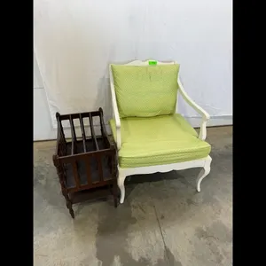White Armchair with Green Polka Dot Cushions ...