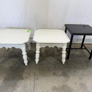 Lot of End Tables White Black Metal Used