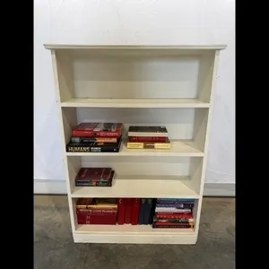 White Wooden Bookshelf Floral Design