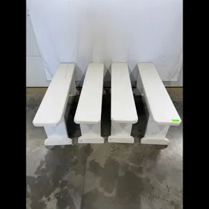 Set of 4 White Wooden Benches
