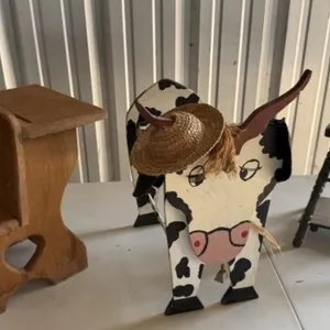 Doll Desk & Highchair, Cow Decor Piece