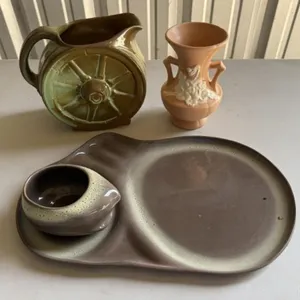 Tamac Pottery Platter/Cup, Frankoma Pitcher,