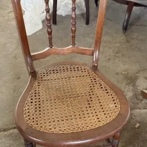 Vintage Wood Side Chair w/ Woven Seat