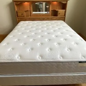Queen Bed with Lighted Oak Headboard