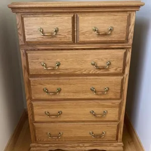 5 Drawer Oak Highboy Dresser