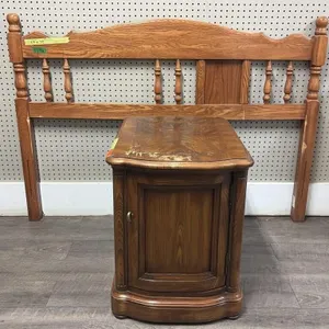 Wooden Nightstand With Headboard
