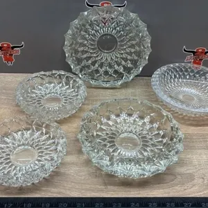 5 Asst. Glass/Crystal Ashtrays. Some chips.