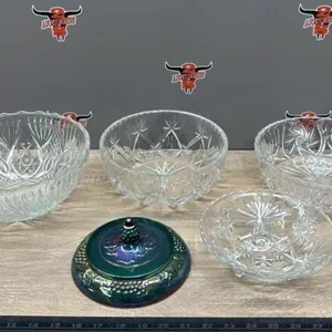 Misc. Crystal Bowls, Decanter & a Carnival Glass