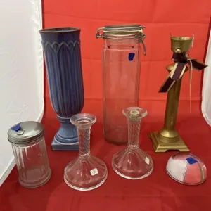 Clear Glass & Metal Candle Stick Holders & More