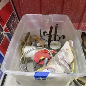 Plastic Bin w/Assorted Wall D�cor - Glass Jugs