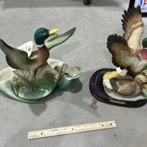 Porcelain Mallard Planter & Duck Statue