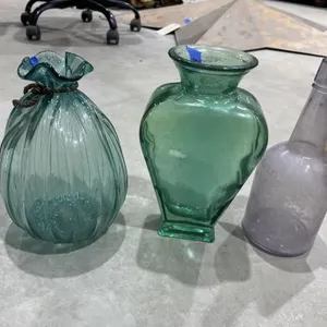 2 Glass Vases & Purple Glass Bottle