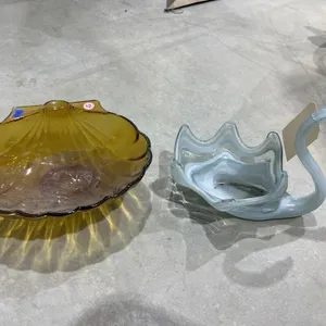 Blown Glass Swan & Scalloped Bowl