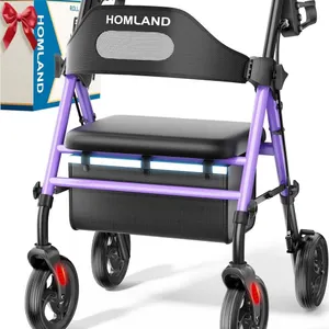 HOMLAND Foldable Rollator Walker Purple 350lb