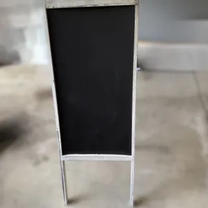 Whitewashed wood A-frame chalkboard with a heart-shaped cutout *READ DESCRIPTION