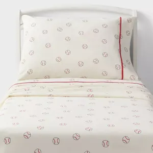 **NEW** Pillowfort Twin Size Baseball-Themed Cotton Sheet Set