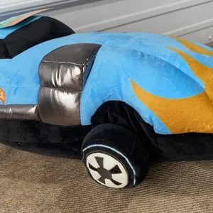 **NEW** Hot Wheels Retro Light Up Car Kids' Novelty Cuddle Plush Pillow Blue