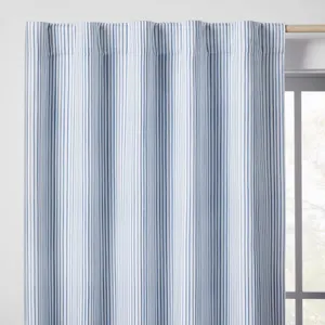 **NEW** Pillowfort Blue/White Mini Stripe Blackout Curtain - 42"x84"