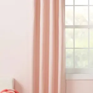 **NEW** Pillowfort Tie Top Embellished Blackout Window Curtain Panel with Ties Pink - 42"x84"