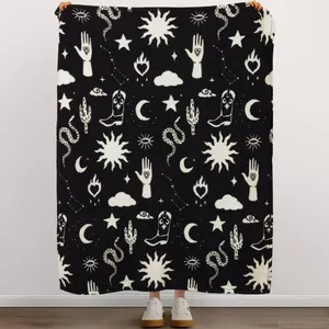 **NEW** Celestial Garden Faux Shearling Black/White Throw - 50"x60"
