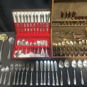 Two Sets of Flatware in Wooden Cases, Assorted Pieces