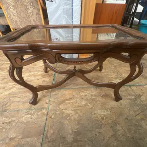 Wood and Glass Rectangular Coffee Table