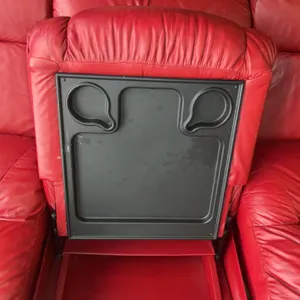 Red Leather Sectional Reclining Sofa with Console