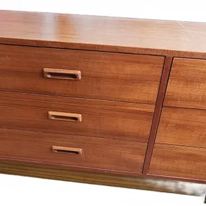 Teakwood Dresser with Nine Drawers, 74" x 26" x 13"