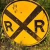 Round Yellow Metal Railroad Crossing Sign