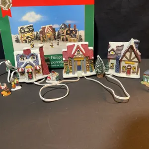 Porcelain Village Set and Trim Shoppe Santa Christmas Decor Group