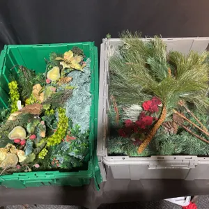 17 Foot Artificial Pine Garland With Decorative Stems and Wreaths