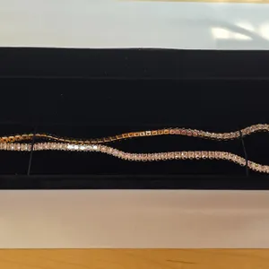 NEW 18K Gold Plated Princess Tennis Necklace