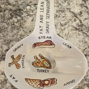 Vintage ceramic gravy separator, 1950s or 60s.  Made in Japan. 8" long.