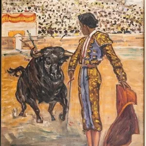 JEAN ROGER 'THE MATADOR' 1958 OIL ON HARDBOARD