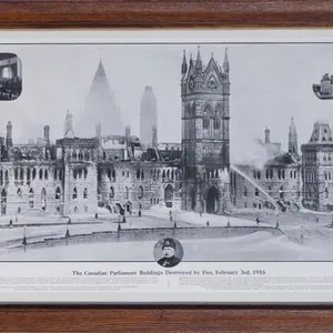 PARLIAMENT BUILDINGS DESTROYED BY FIRE LITHOGRAPH
