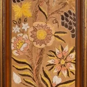 JACOBEAN REVIVAL "TREE OF LIFE" CREWELWORK PANEL