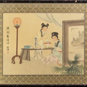 SHI ZHOU "READING IN THE BOUDOIR AT NIGHT"