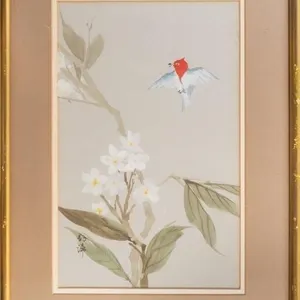 W. LO (HUAN DI) BIRD AND BLOSSOMS PAINTING