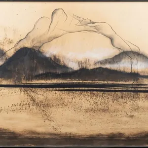 JOHN EATON MIXED MEDIA SURREALIST LANDSCAPE 1975