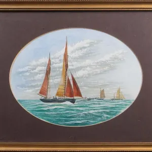K.H. HAMILTON-SMITH "LOWESTOFT DRIFTERS" GOUACHE
