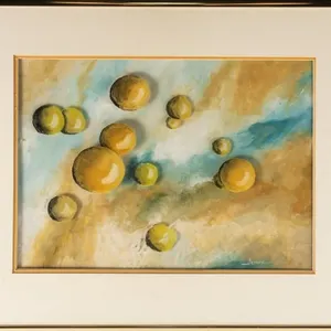 'BUBBLES' ACRYLIC ON PAPER & LAYERED GLASS, SIGNED