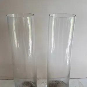 Pair of Tall Clear Glass Vases