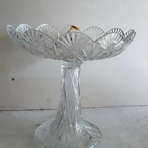 Crystal Pedestal Dish with Scalloped Edges