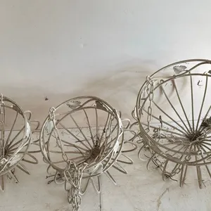 Set of 3 Vintage Metal Hanging Planters