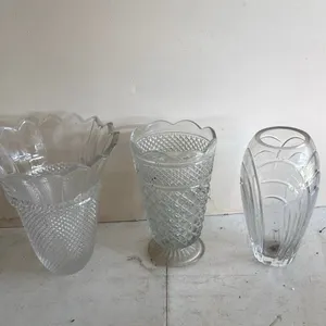 Set of Three Clear Glass Vases