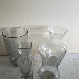 Set of 4 Clear Glass Vases