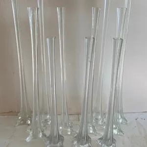 Clear Glass Fluted Vases Set