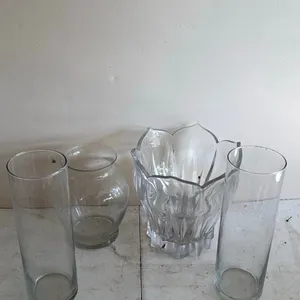 Set of 4 Clear Glass Vases