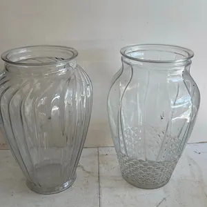 Pair of Clear Glass Vases