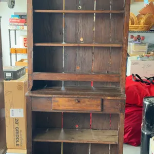 Antique primitive built solid wood shelving unit
